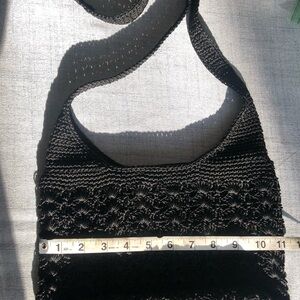 Black Crochet Shoulder Bag with zipper and liner (vintage)